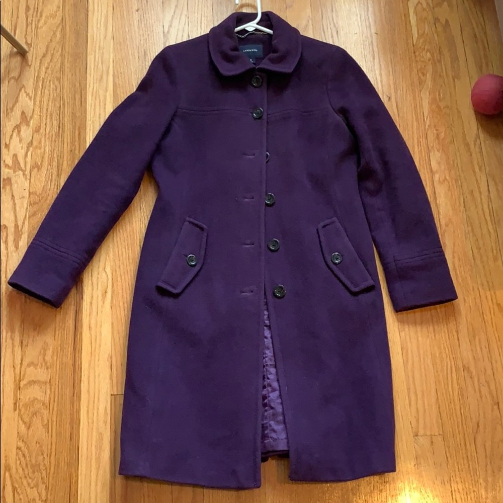 Land’s End Purple Long Wool Coat